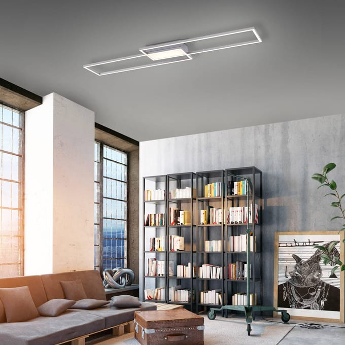 JUST LIGHT. GmbH LED plafondlamp Asmin, CCT, staal, 109,5x25,7cm
