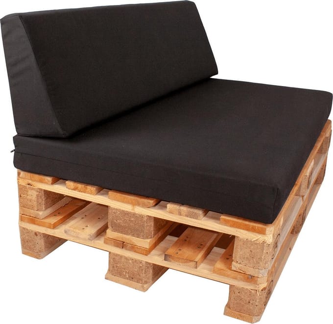 Palletkussen set strak Zwart 120x80x10 cm
