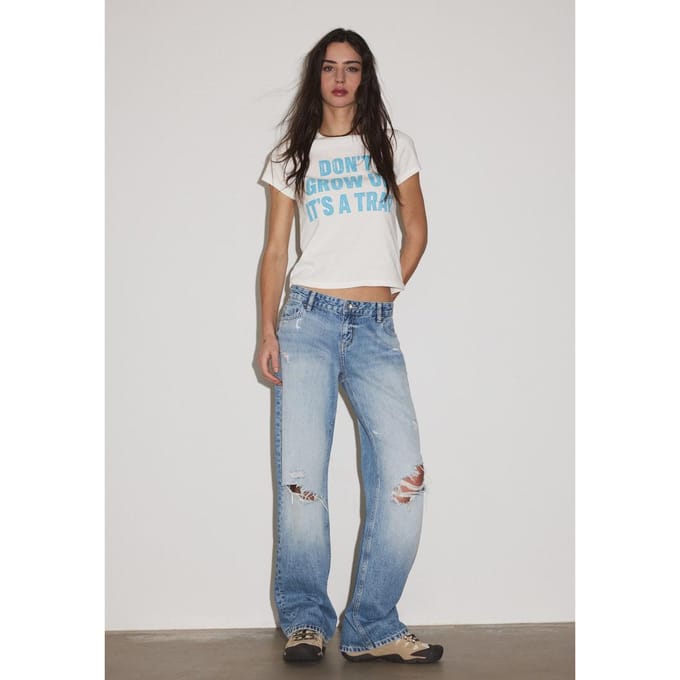 Stradivarius T-shirt met korte mouw en print  Wit S