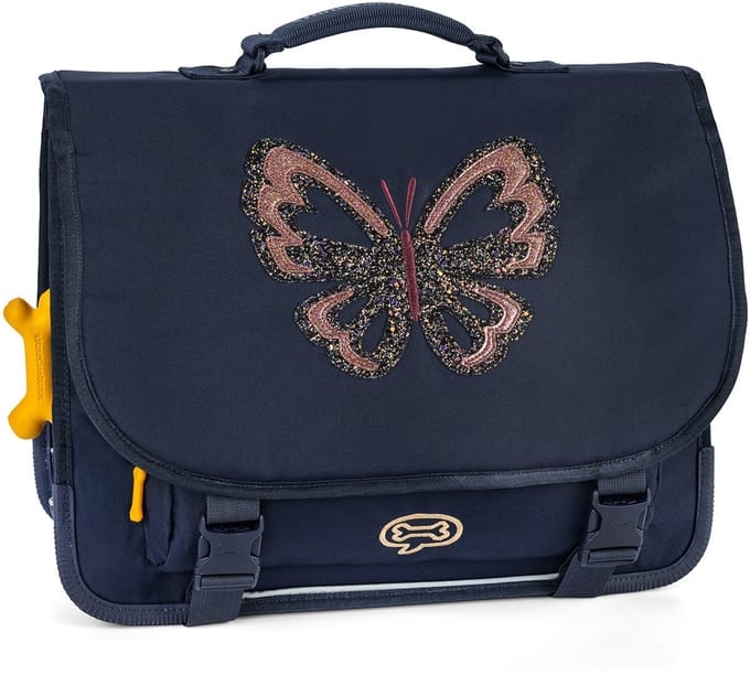 Stones and Bones Cedar - Schooltas - Comfortabel - Verstevigd - Glitter Butterfly - Donkerblauw