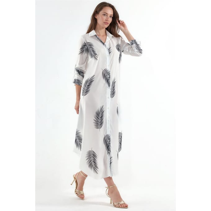 Text Print Maxi Shirt Jurk
