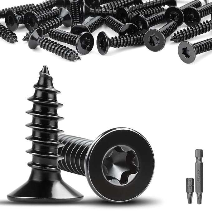 Zwarte Houtschroeven M4 x 20 mm Torx Verzonken Kop Volledig Schroefdraad
