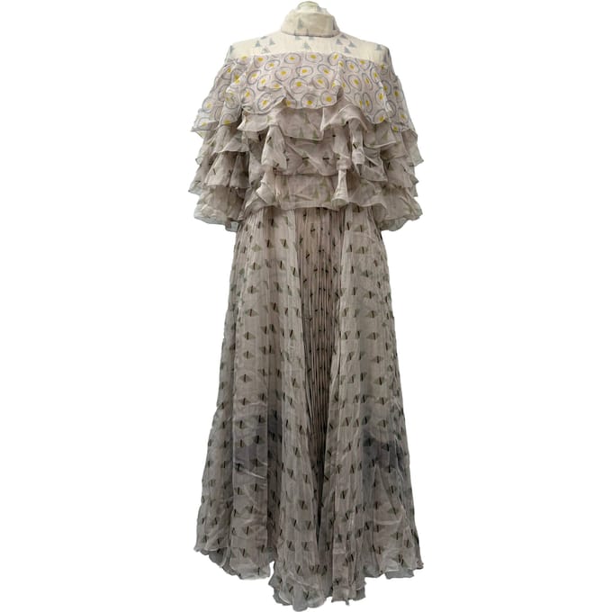 Valentino geplooide midi-jurk van beige zijde