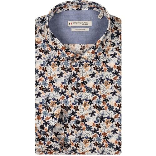 Giordano Overhemd Maggiore Semi Cutaway Collar Flower Pattern Navy-Multi / male
