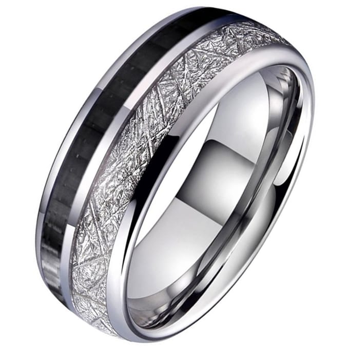 Wolfraam heren ring Carbon Vermiculiet Inlay-17mm