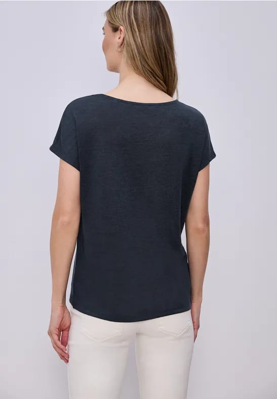 Shirt met overhangende schouders in linnenlook