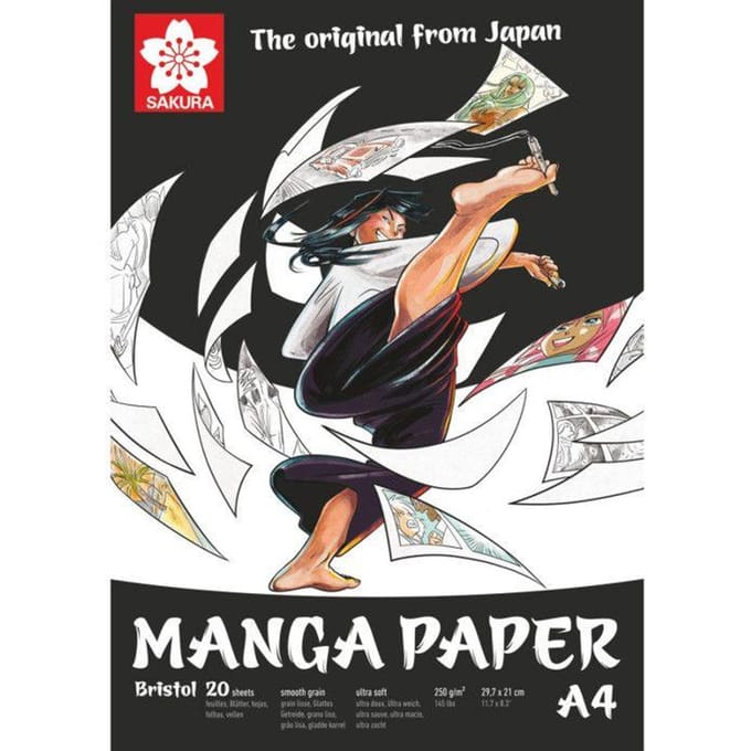 Papier à dessin - Sakura - Manga - 20 feuilles - 250 g/m² - Certifié FSC blanc