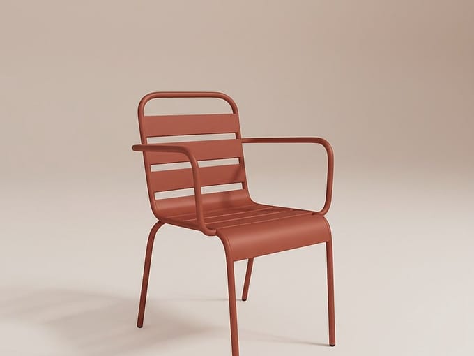 Vente-unique Set van 2 opstapelbare tuinfauteuils van metaal - Terracotta - MIRMANDE