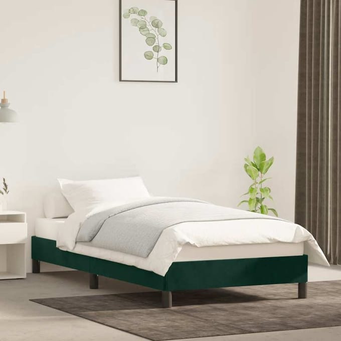 vidaXL - Bedframe - zonder - matras - 100x200 - cm - fluweel - donkergroen