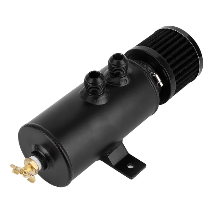 Kit de bidon de récupération d'huile moteur 750 ml Universel AN10 Aluminium avec déflecteurs et raccord de tuyau avec filtre black