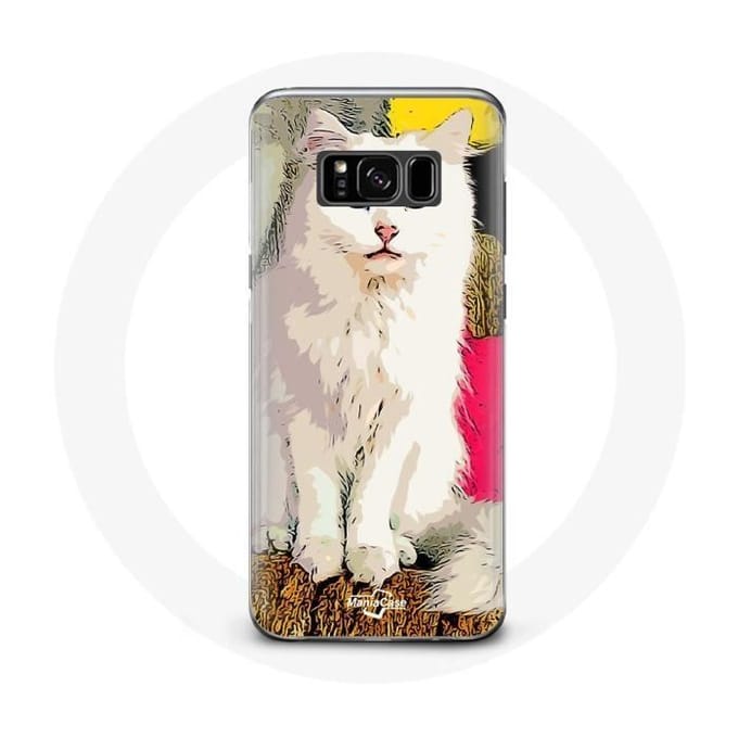 Hoesje voor Samsung Galaxy S8 Plus Turkse Van Cat Wit met blauwe en gele ogen