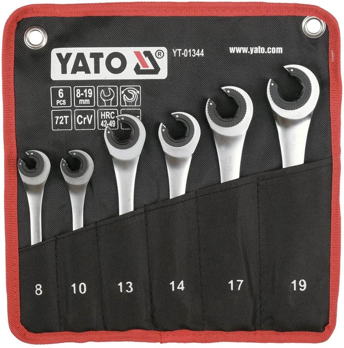 YATO 6 Delige Open Ring Ratels Sleutelset (8,10,13,14,17,19 mm)