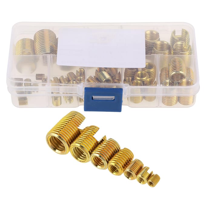 50 stuks messingkleurige zelftappende draadsleuf inzetstukken combinatieset reparatie draadgereedschap