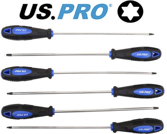 Torx schroevendraaierset extra lang 6-delig