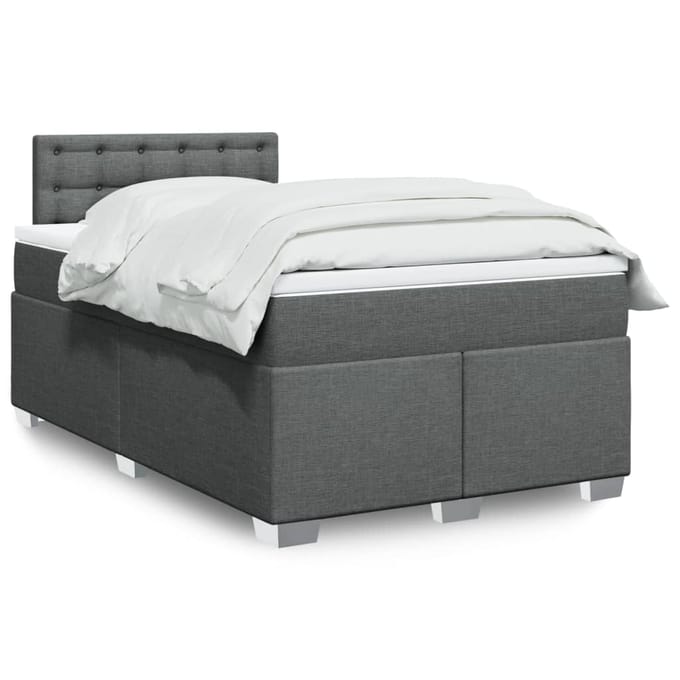 vidaXL - Boxspring - met - matras - stof - donkergrijs - 120x200 - cm