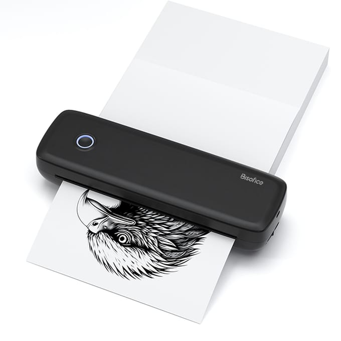 Bisofice A4 draagbare thermische transferprinter Draadloos en USB-verbinding Verbinding maken met mobiele computer wit