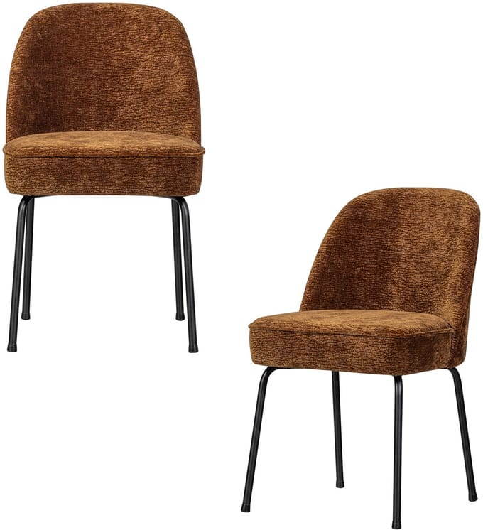 WOOOD Vogue Eetkamerstoelen - Polyester - Midden Bruin -Set van 2