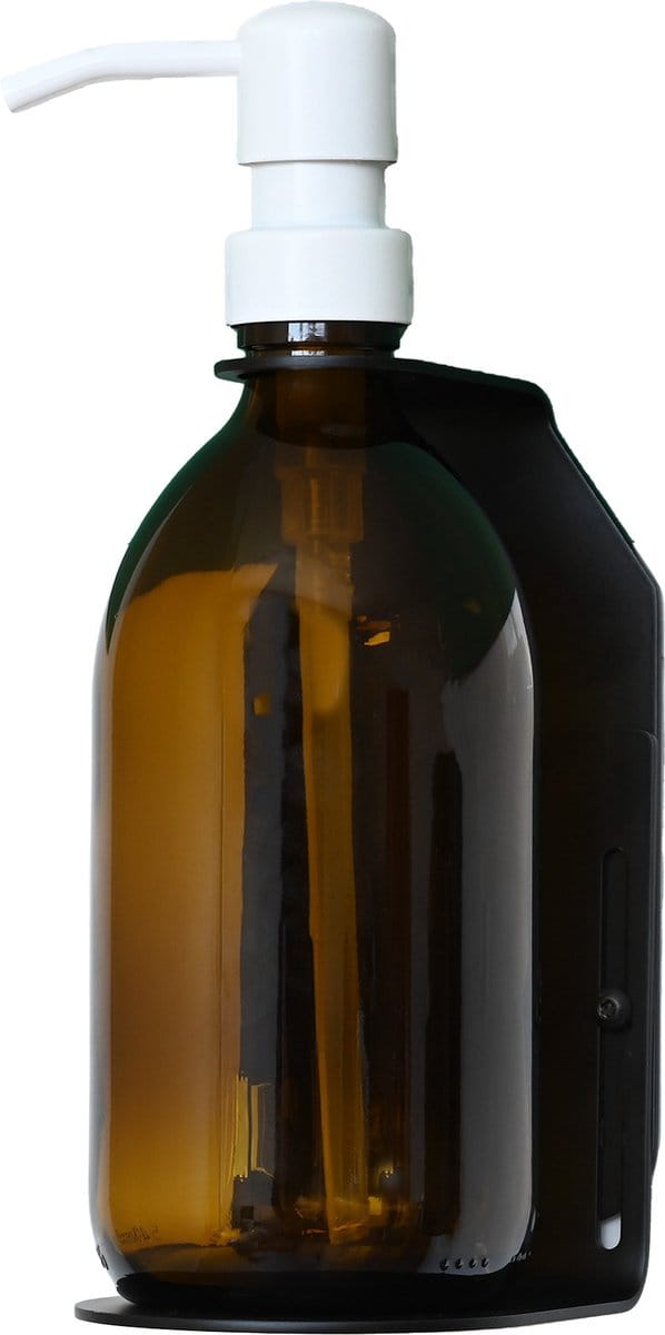 Groeikruid® Zeeppomphouder Zwart RVS inclusief Zeepdispenser | Single | 500 ml mat wit