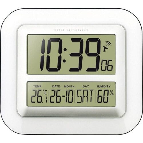 Techno Line WS 8006 Wandklok Zendergestuurd 28 cm x 24.5 cm x 3.2 cm Wit
