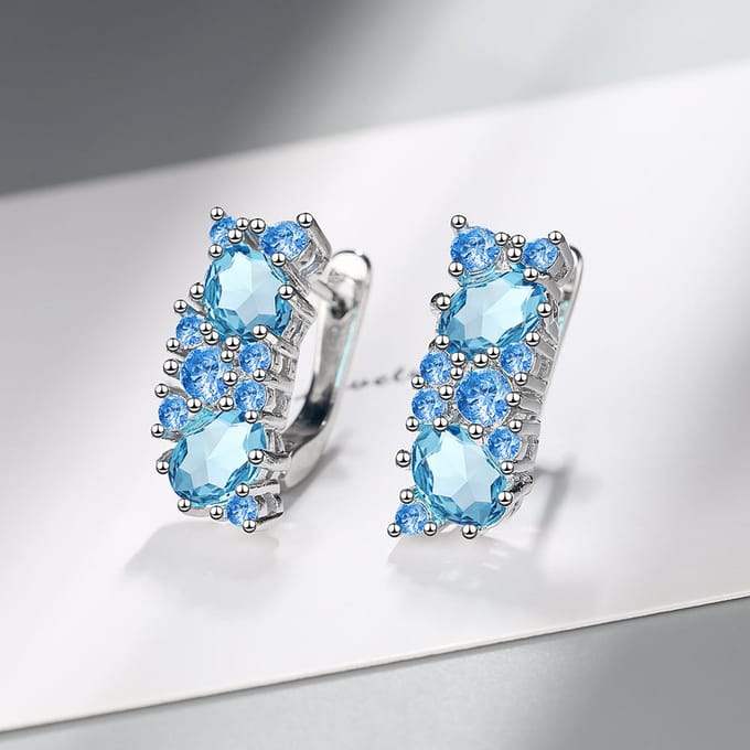 POMOiii Temperament Blauwe Zirkoon Sieraden Bruiloftsfeest gray