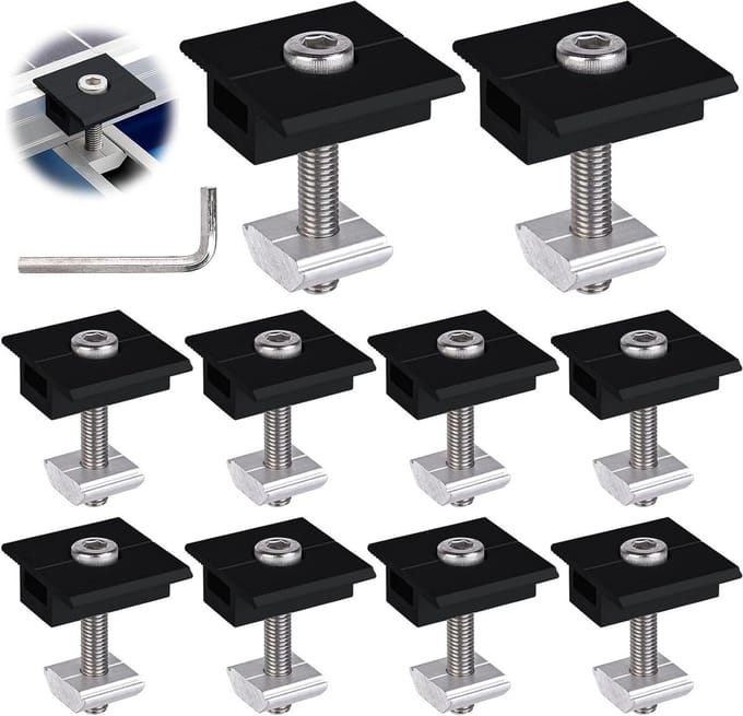 Zonnepaneel Houder - Middenklemmen Set - PV Montage - Aluminium Constructie - 30 mm - Zwart