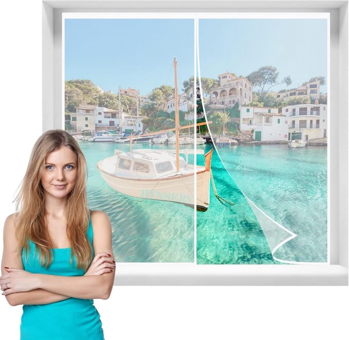 Magnetische Vliegenhor Raam 120x200cm Zelfsluitend Wit Zonder Boren