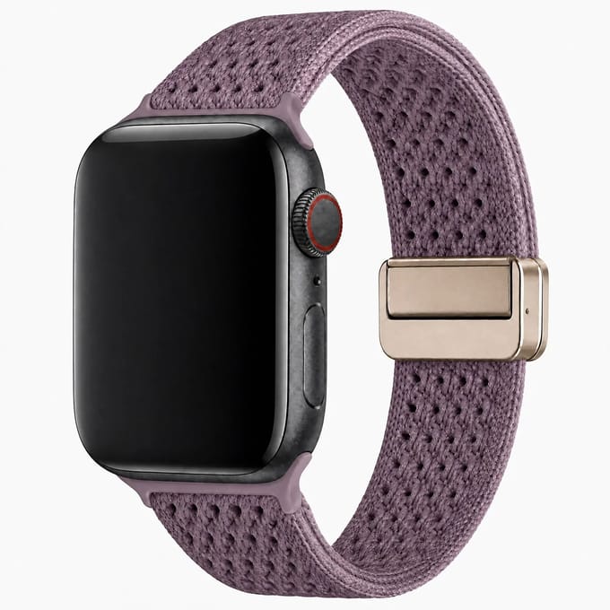 123watches bandje Knit - nylon - smokey paars - 38 · 40 · 41 & 42 mm - Geschikt voor Apple Watch series 1/2/3/4/5/6/7/8/9/10/11/12/SE/SE2/SE3