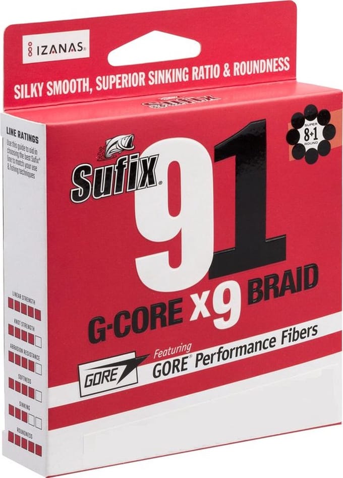 Sufix 91 G-core X9 Braid | 150m 0.185mm Neon Chratreuse