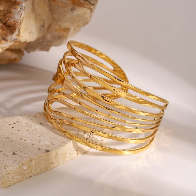 Bijoutheek Armband (Sieraad) Cuff Organisch Goud