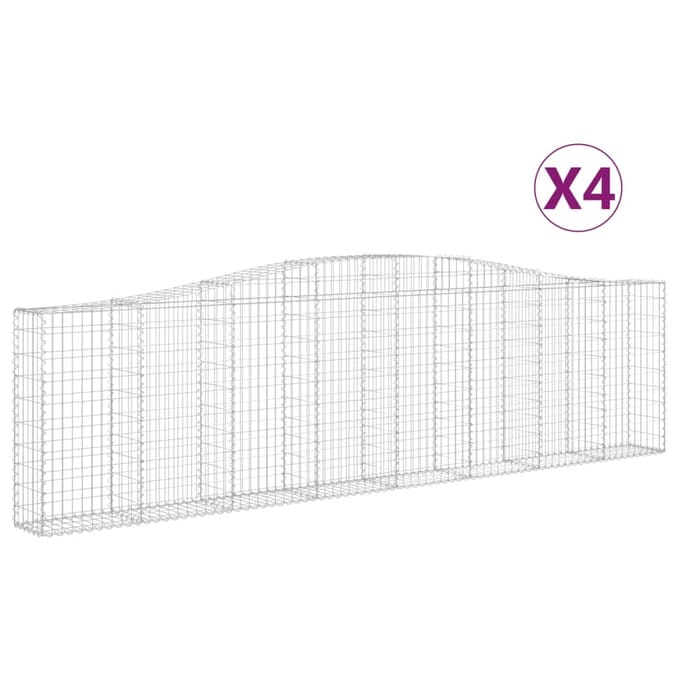 vidaXL - Schanskorven - 4 - st - gewelfd - 400x30x100/120 - cm - ijzer