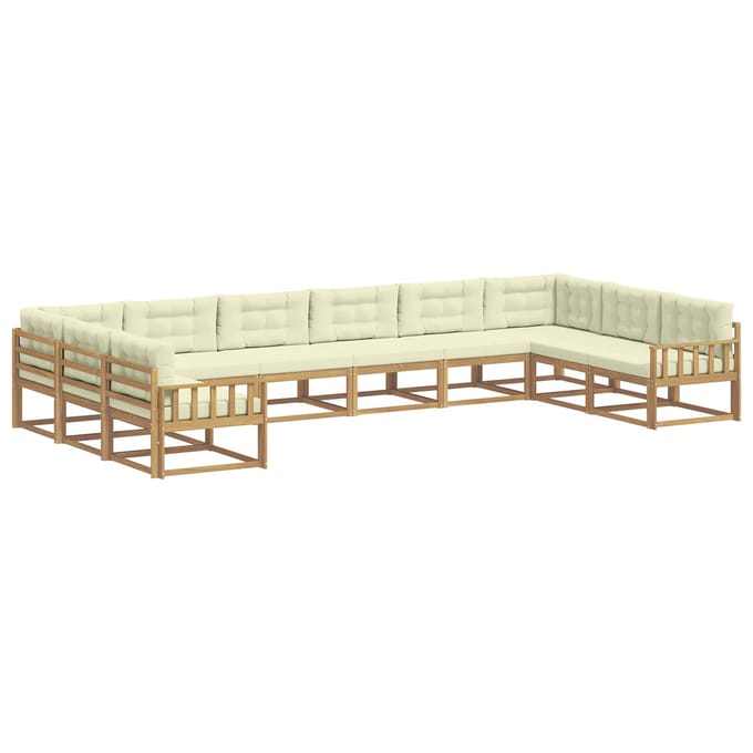 vidaXL - Buiten - bank - set - 10 - st - Wit - en - crèmekleurig