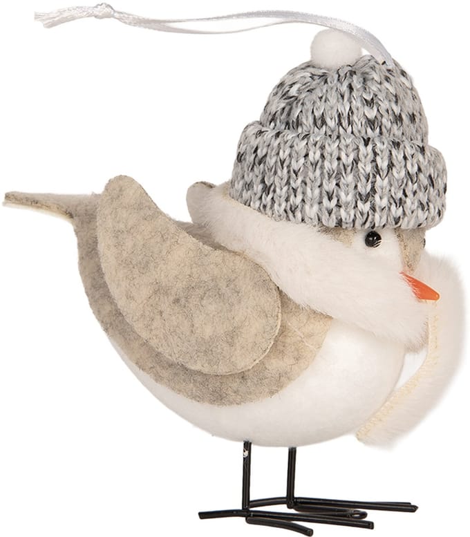 Clayre & Eef Decoratie Vogel 11x7x12 cm Wit Synthetisch