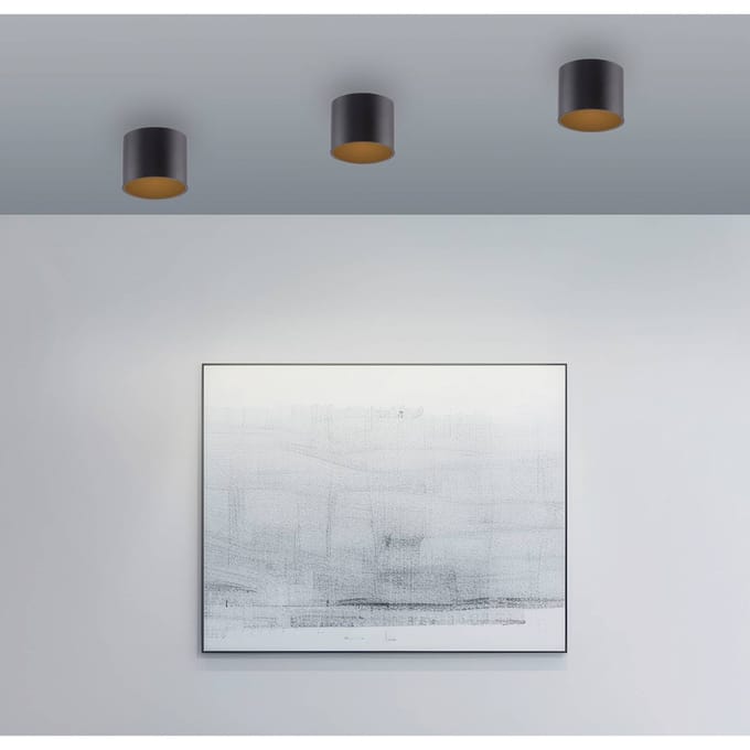 LED badkamer plafondlamp PURE Point, zwart, Ø 11 cm, IP44