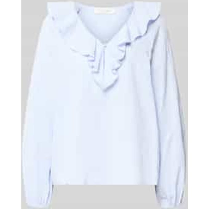 regular fit blouse met V-hals en volants