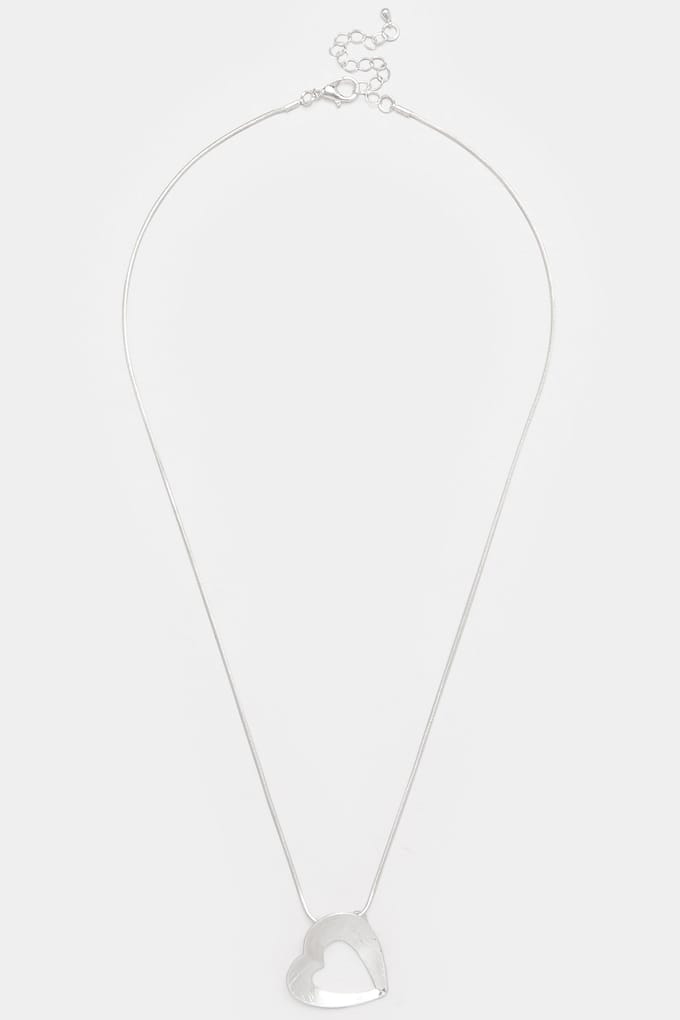 Yours Zilverkleurige Geborstelde Ketting Met Hartsize One Size