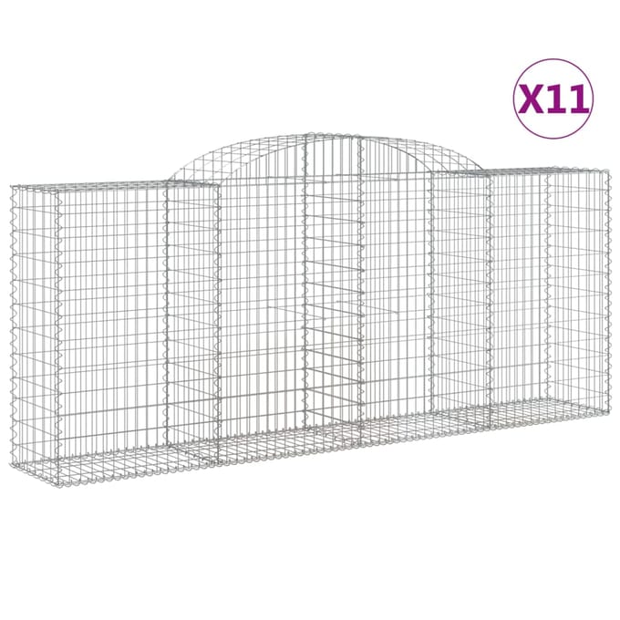 vidaXL - Schanskorven - 11 - st - gewelfd - 300x50x120/140 - cm - ijzer