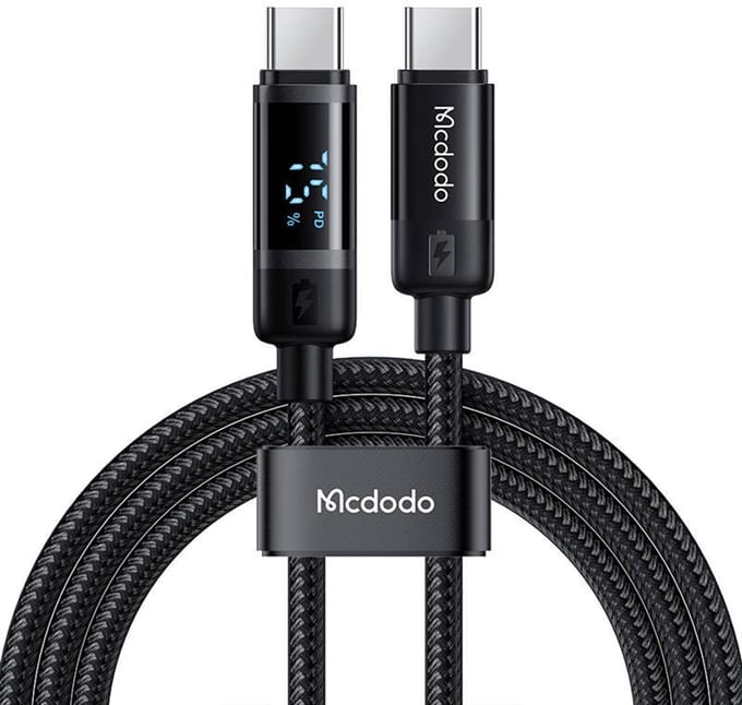 USB-C - USB-C Data- en Oplaadkabel McDodo CA-5780 Bat Display, 60W, 1.2m, Zwart