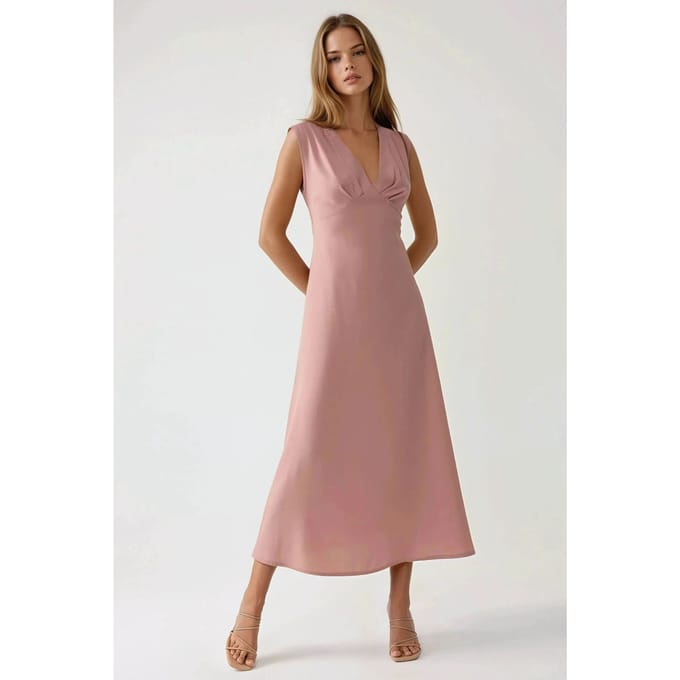 V-hals Zachte Touch Midi-jurk