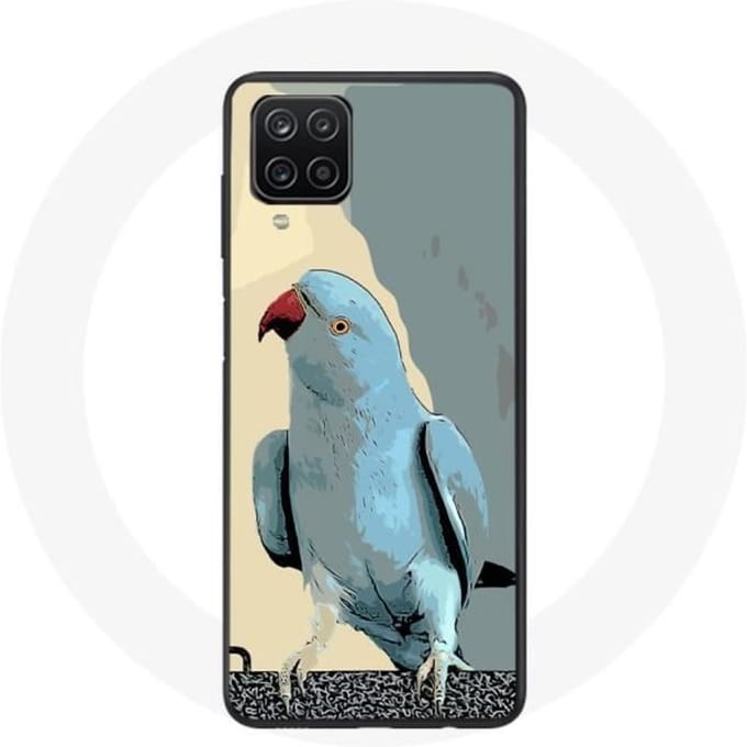 Coque Samsung Galaxy A12 Perruches perroquets Bleu blauw