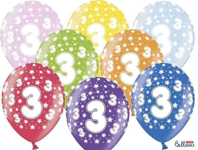Verjaardag Ballonnen 3 Jaar Metallic Mix