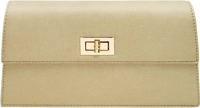 Beige Schoudertas Pretty Basic - Kunstleer - Handtassen - Gouden draaislot - Dames Tassen - Beige