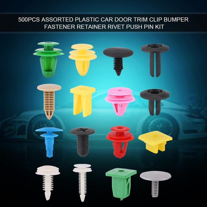 500 stuks Assortiment Plastic Autodeur Bekledingsclip Bumper Bevestiger Borgpen Klinknagel Drukknoop Kit blue