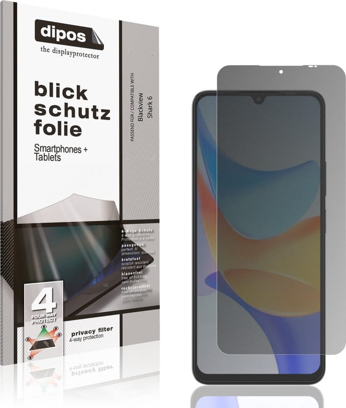 dipos – Matte Privacy Screenprotector geschikt voor Blackview Shark 6Kamera-Linse | Anti-Spy Beschermfolie