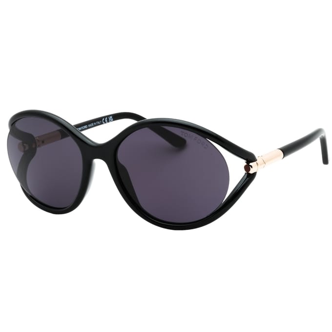 Tom Ford Dark Smoke Lens Glanzende Zwarte Zonnebril