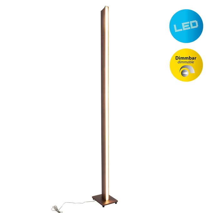 Näve LED vloerlamp Madera in hout-optiek, dimbaar