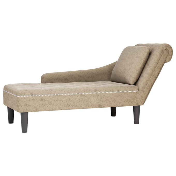 vidaXL - Chaise - longue - met - kussen&rechterarmleuning - kunstleer - lichtgrijs