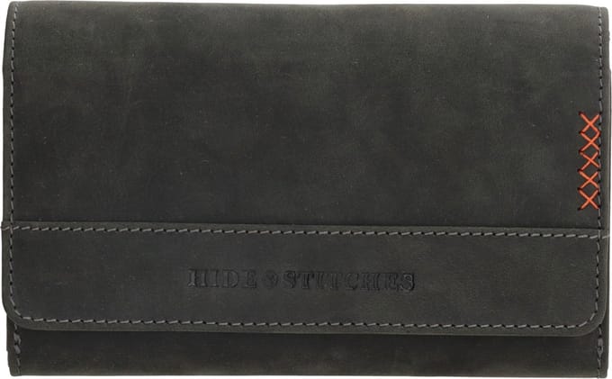 Hide & Stitches Idaho Portemonnee - 100% Leer - Zwart