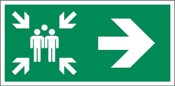 Verzamelplaats bord met pijl rechts - kunststof 400 x 200 mm