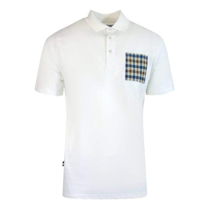 Aquascutum Active Beach Sailor Check Polo Optical White Polo Shirt