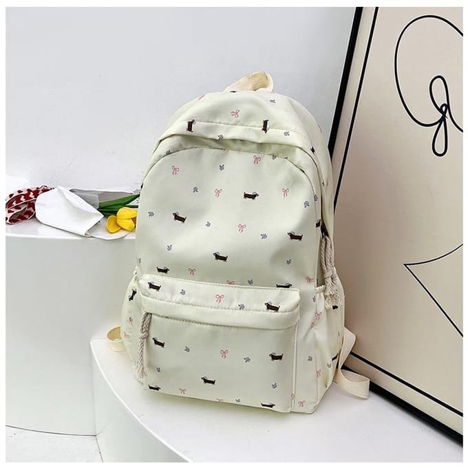 Japans Schattig Bloemen Blauwe Hoed Teckel Tas Middelbare School Studenten Rugzak . gray